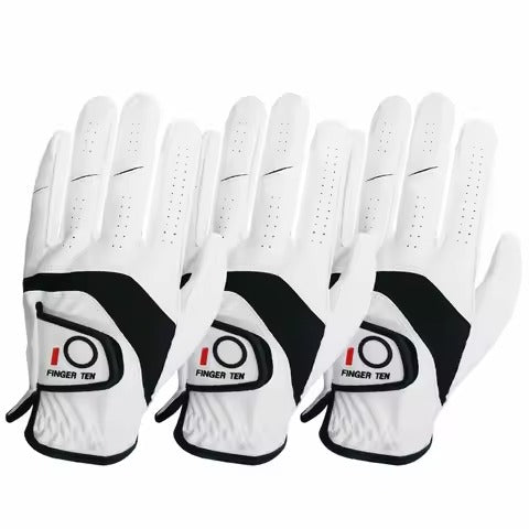 Golf Gloves Men Right Handed Golfer Left Hand 2 Pack Leather All Weather Grip Soft Breathable Flexible for Mens