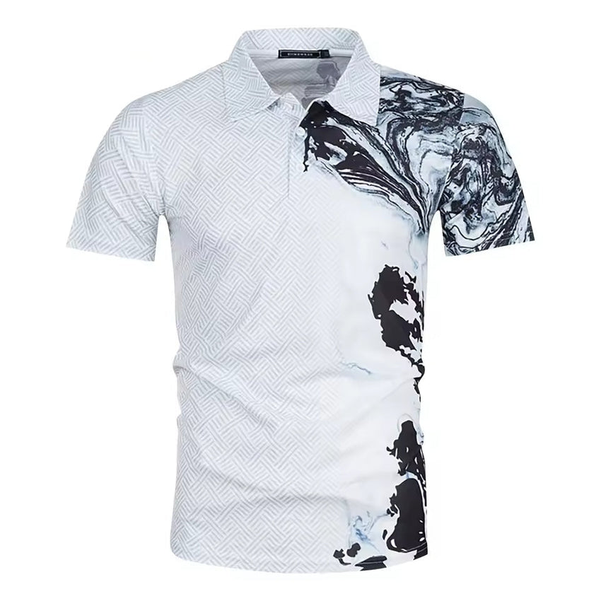 Casual Golf Polo Short Sleeve Summer Micro-Elastic Lapel Mesh Fabric